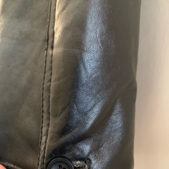 Unisex black leather jacket button down - Picture 15 of 15